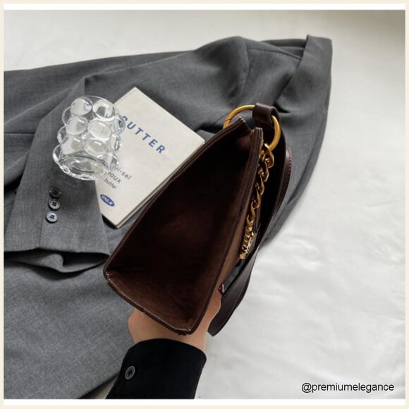 Medium Flap Crossbody Bag Vegan Leather Clutch Retro Y2K Style - Picture 5 of 6